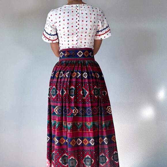 Vintage 80's Oscar de LA Renta  Boho Chic Skirt Full Skirt - Picture 8 of 9